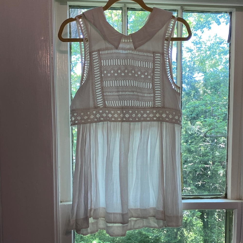Free People White Lace-Detail Sleeveless Blouse